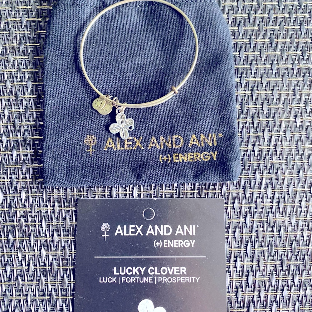 Alex and Ani lucky clover charm bangle.